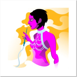 Pink Genie Smoking Hookah Posters and Art